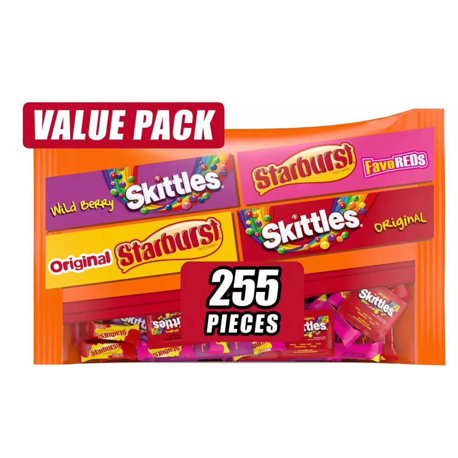 Starburst & Skittles Chewy Candy Assorted Bulk Variety Pack (255 Count, 6.5 Pounds) Candy   Treats Party Favors & Stocking Stuffer on Birthdays, Halloween, Thanksgiving, and Christmas