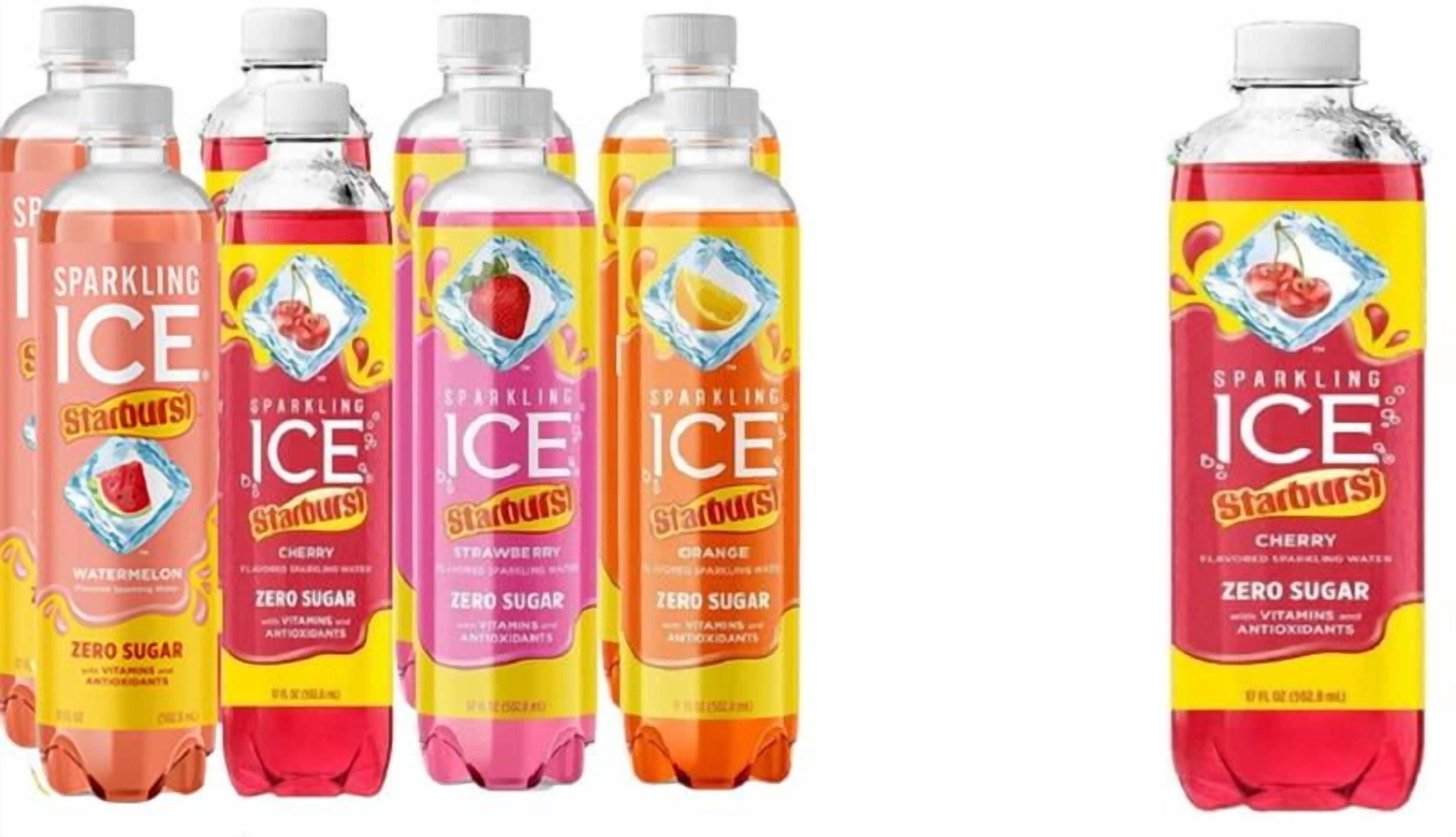 Starburst Sparkle: 9-Pack Variety of Sparkling ICE Water - 17oz Flavors with Bonus, Rich in Antioxidants & Vitamins (Mix Flavors)