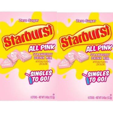 Starburst Sugar Free Strawberry Drink Mix - Two Boxes of 6ct Each Box