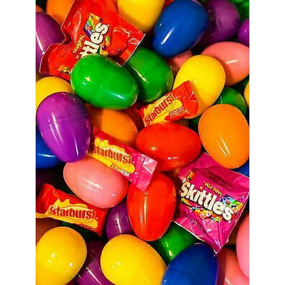 Starburst and Skittles Candy Filled Easter Eggs for Easter Hunt Basket Stuffers