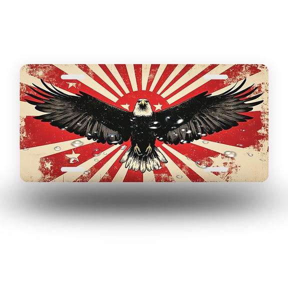 Starburst eagle with wings spread Front License Plate, Funny Standard Plates Personalized Novelty Decorative For Men/Women/Boys/Girls Car 6×12 Inch