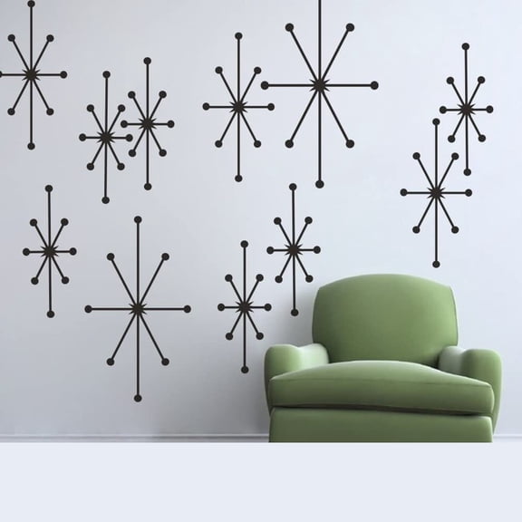 Starbursts Decal Mid Century Modern Wall Sticker Retro Wall Graphic Home Art Decor White