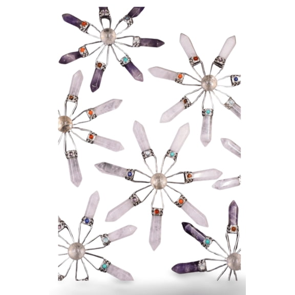 Crystal Suncatcher Rose Quartz, Amethyst & Quartz Gemstone Decor