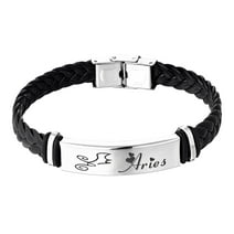 Starchenie 12 Constellation Aries Leather Bracelet Zodiac Signs Braided Punk Wrist Rope Bracelet