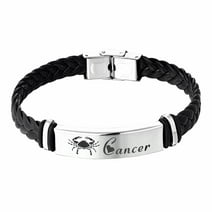 Starchenie 12 Constellation Cancer Leather Bracelet Zodiac Signs Braided Punk Wrist Rope Bracelet