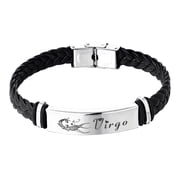 Starchenie 12 Constellation Virgo Leather Bracelet Zodiac Signs Braided Punk Wrist Rope Bracelet