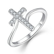 STARCHENIE 925 Sterling Silver Cross Ring for Women Size 10