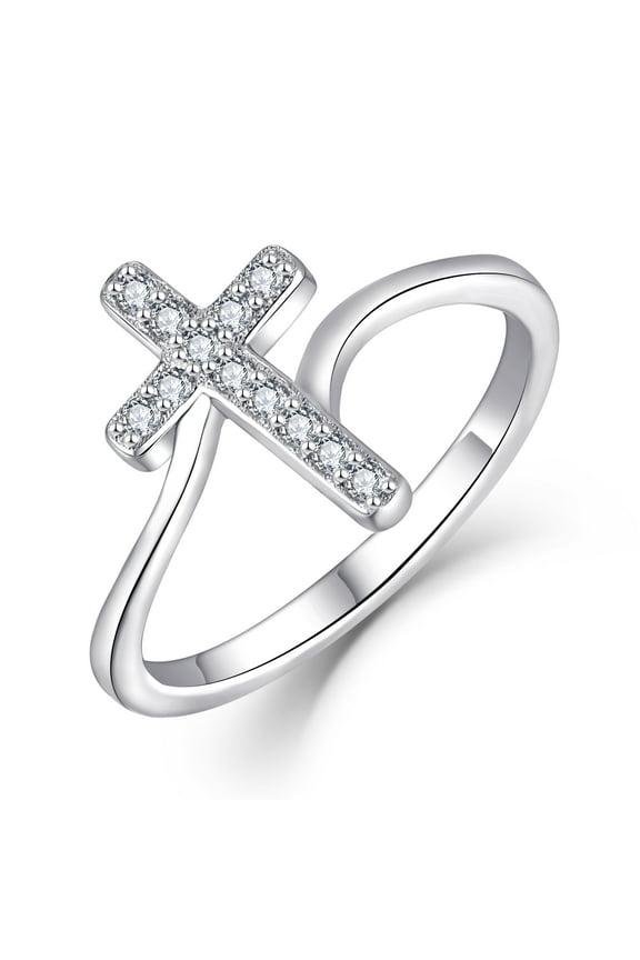 925 Sterling Silver Cross Ring for Women Size 5