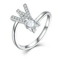 thumbnail image 1 of Starchenie Adjustable Initial Ring for Women 925 Sterling Silver Letters W 26 Alphabet Rings Size 7, 1 of 6