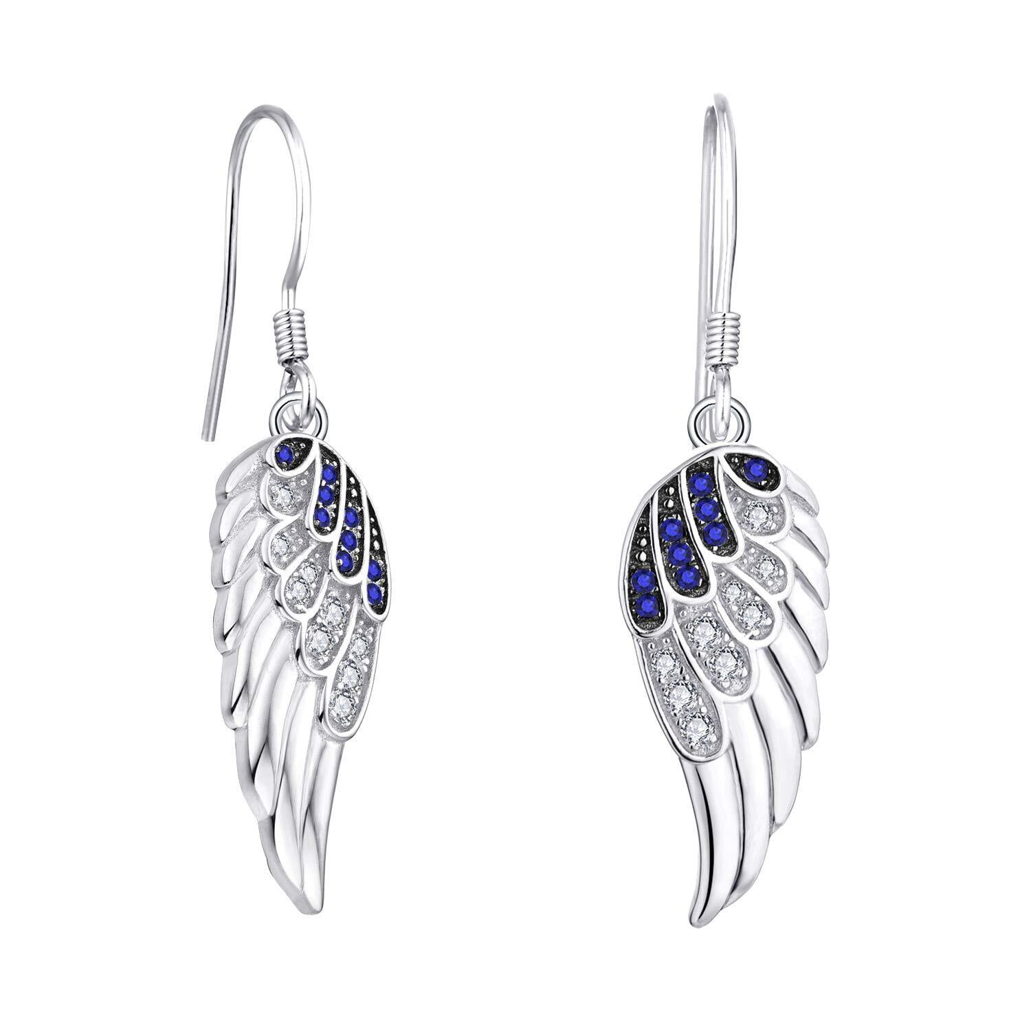 Starchenie Blue Angel Wings Dangle Earrings for Women 925 Sterling