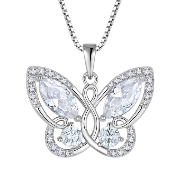 Starchenie Butterfly Pendant Necklace Women 925 Sterling Silver April Birthstone Cubic Zirconia Butterfly Jewelry Gifts
