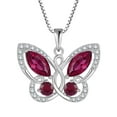 thumbnail image 1 of Starchenie Butterfly Pendant Necklace Women 925 Sterling Silver Birthstone July Ruby Butterfly Jewelry Gifts, 1 of 7