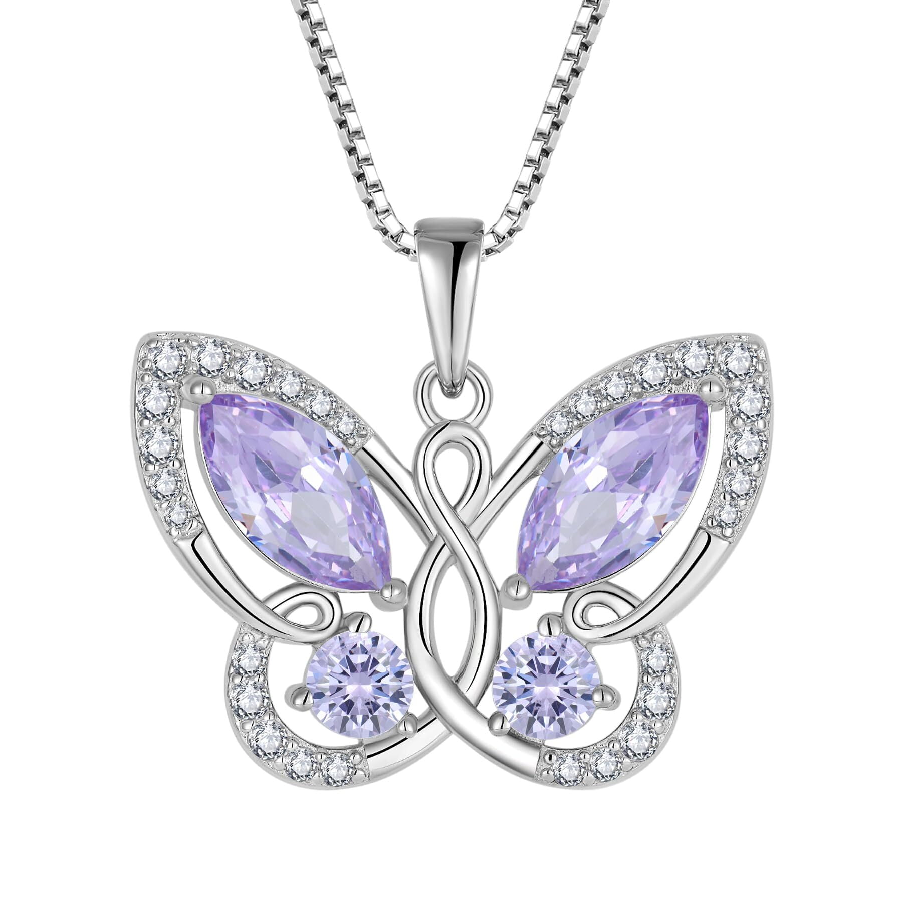 Starchenie Butterfly Pendant Necklace Women 925 Sterling Silver Birthstone June Alexandrite Butterfly Jewelry Gifts