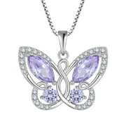 Starchenie Butterfly Pendant Necklace Women 925 Sterling Silver Birthstone June Alexandrite Butterfly Jewelry Gifts