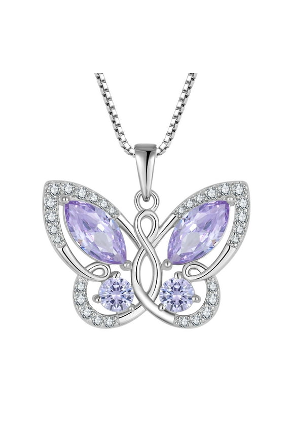Butterfly Pendant Necklace Women 925 Sterling Silver Birthstone June Alexandrite Butterfly Jewelry Gifts