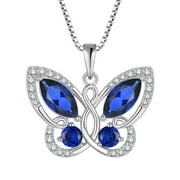 Starchenie Butterfly Pendant Necklace Women 925 Sterling Silver Birthstone September Sapphire Butterfly Jewelry Gifts