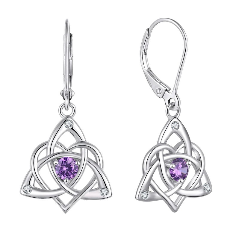 Sterling Silver Gemstone Knot Leverback Dangle Earrings Sterling Silver Gemstone Knot Leverback Dangle Earrings