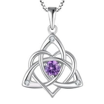Starchenie Celtic Knot Necklace for Women 925 Sterling Silver Trinity Love Knot Pendant Birthstones February Amethyst Jewelry