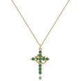 thumbnail image 1 of Starchenie Cross Rotated Crown Birthstone Necklace 14K Gold Plated May Emerald Faith Cross Pendant Necklaces for Women Jewelry, 1 of 4