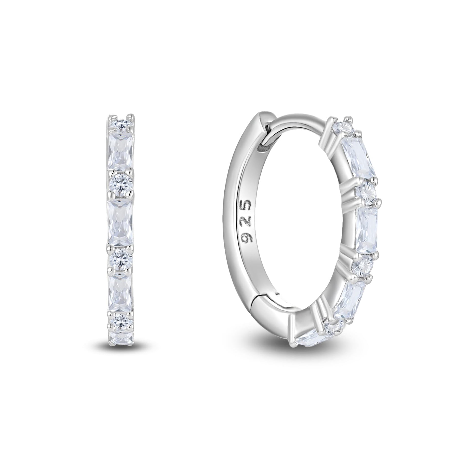 Starchenie Gemstone Huggie Hoop Earrings 925 Sterling Silver April Birthstone Cubic Zirconia Jewelry Gift for Women