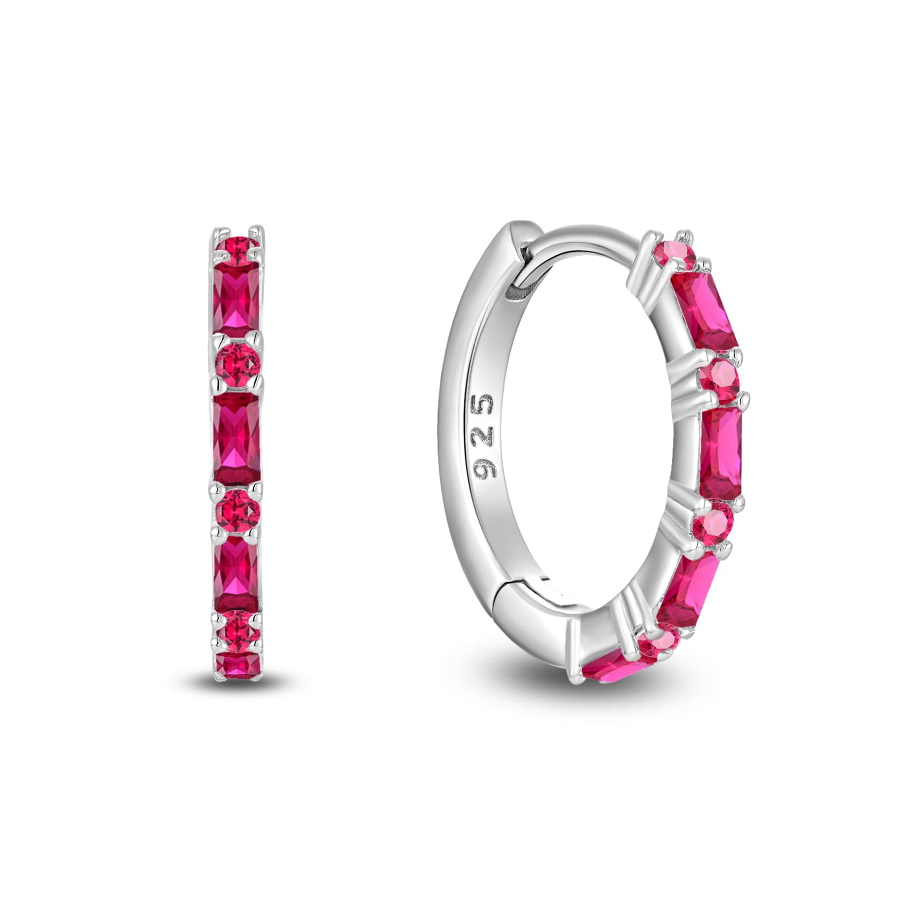 Starchenie Gemstone Huggie Hoop Earrings 925 Sterling Silver Birthstones July Ruby Jewelry Gift for Women