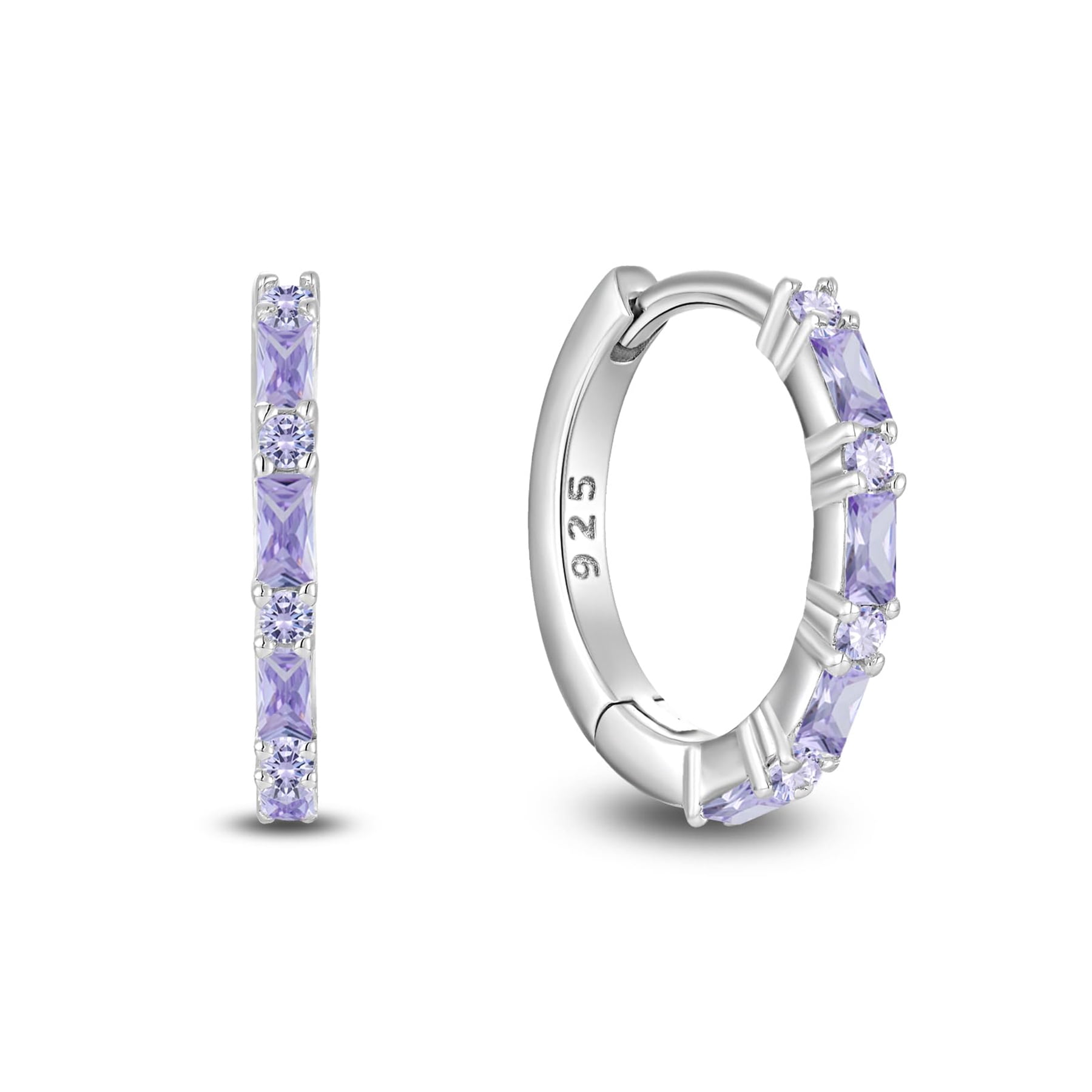 Starchenie Gemstone Huggie Hoop Earrings 925 Sterling Silver Birthstones June Alexandrite Jewelry Gift for Women