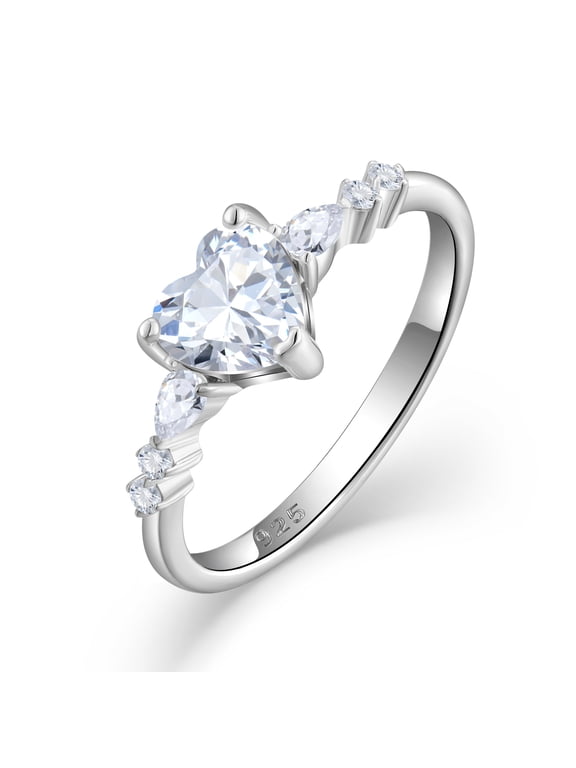 Heart Promise Rings for Her 925 Sterling Silver Engagement Wedding Anniversary Band Ring for Women Jewelry Gift Size 9