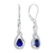 Starchenie Infinity Dangle Drop Earrings Sterling Silver Earrings Birthstone September Sapphire Gemstones Twisted Jewelry