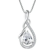 Starchenie Infinity Teardrop Pendant Necklace for Women 925 Sterling Silver Birthstone April Diamond Jewelry
