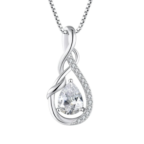 Starchenie Infinity Teardrop Pendant Necklace for Women 925 Sterling Silver April Birthstone Cubic Zirconia Jewelry