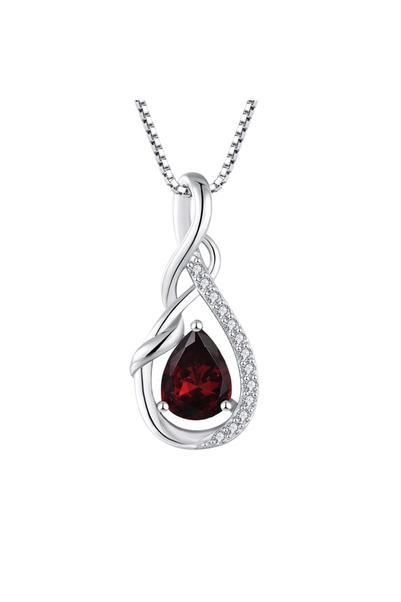 Infinity Teardrop Pendant Necklace for Women 925 Sterling Silver Birthstone July Ruby Jewelry