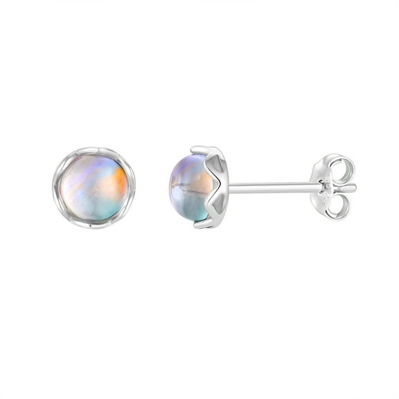 Starchenie Moonstone Stud Earrings 925 Sterling Silver White Gold Plated Hypoallergenic Earrings for Women