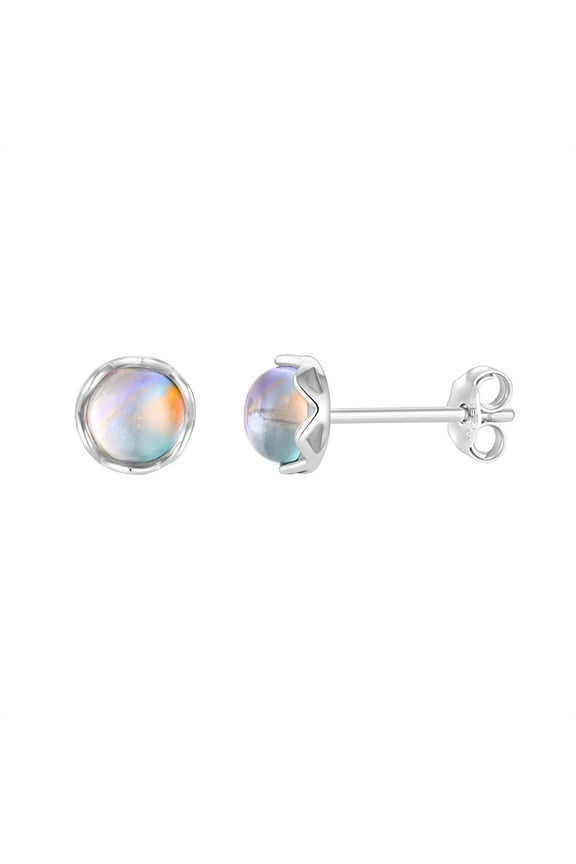 Moonstone Stud Earrings 925 Sterling Silver White Gold Plated Hypoallergenic Earrings for Women
