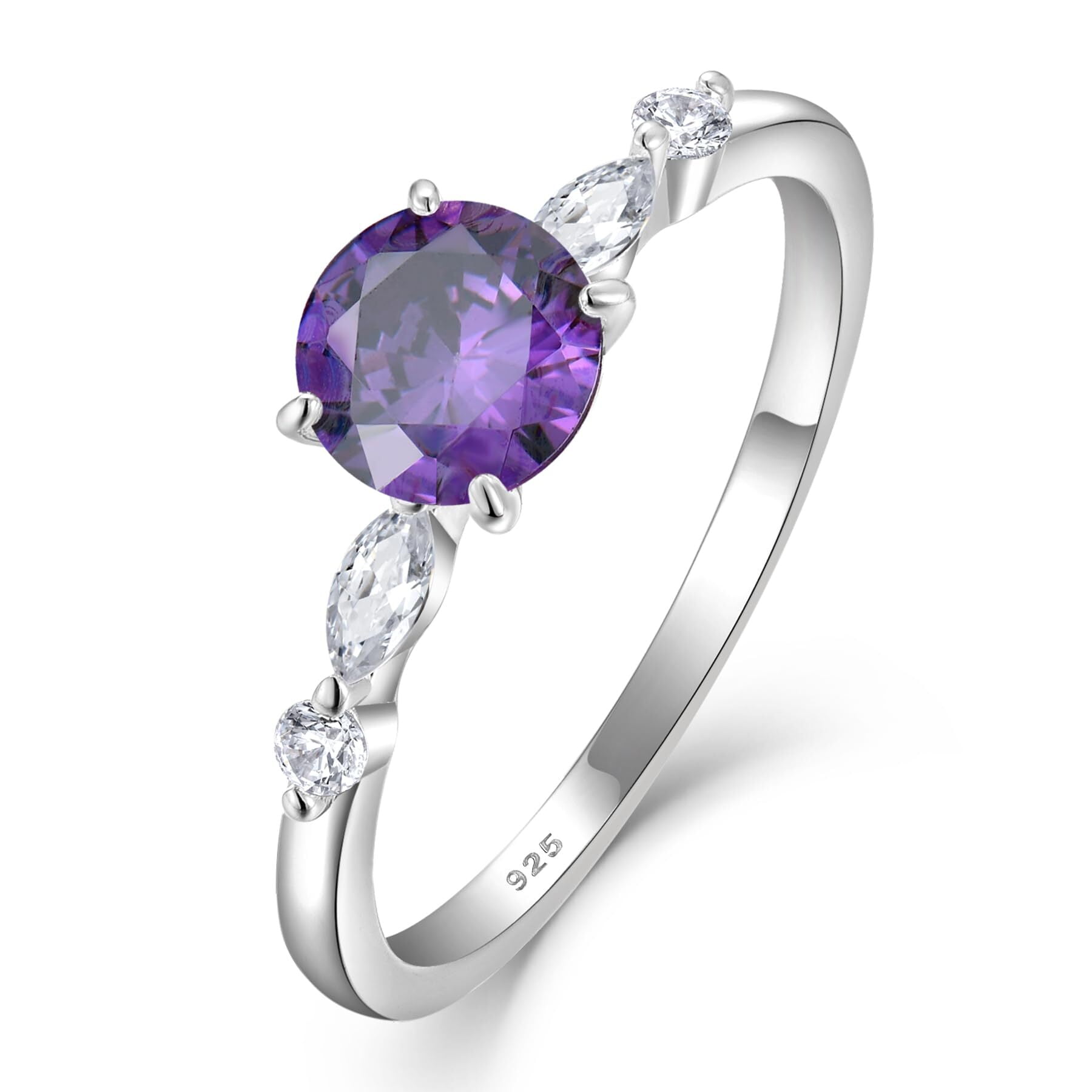 Starchenie Round Promise Rings for Her | 925 Sterling Silver Halo Ring ...