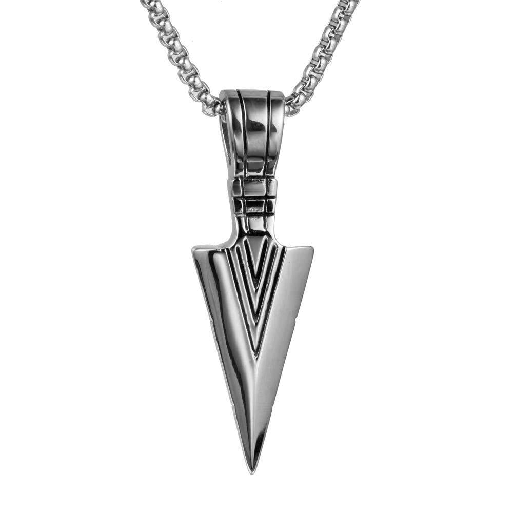 Stainless Steel Arrow Necklace For Men - Arrowhead Pendant With Cable Chain