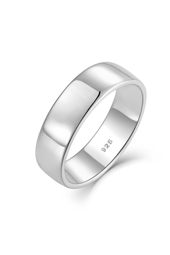 Solid 925 Sterling Silver Ring for Men & Women 6mm High Polish Wedding Band Size 10