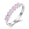thumbnail image 1 of Starchenie Stackable Ring for Women 925 Sterling Silver October Pink Tourmaline Princess-Cut Eternity Band Rings Size 8, 1 of 7