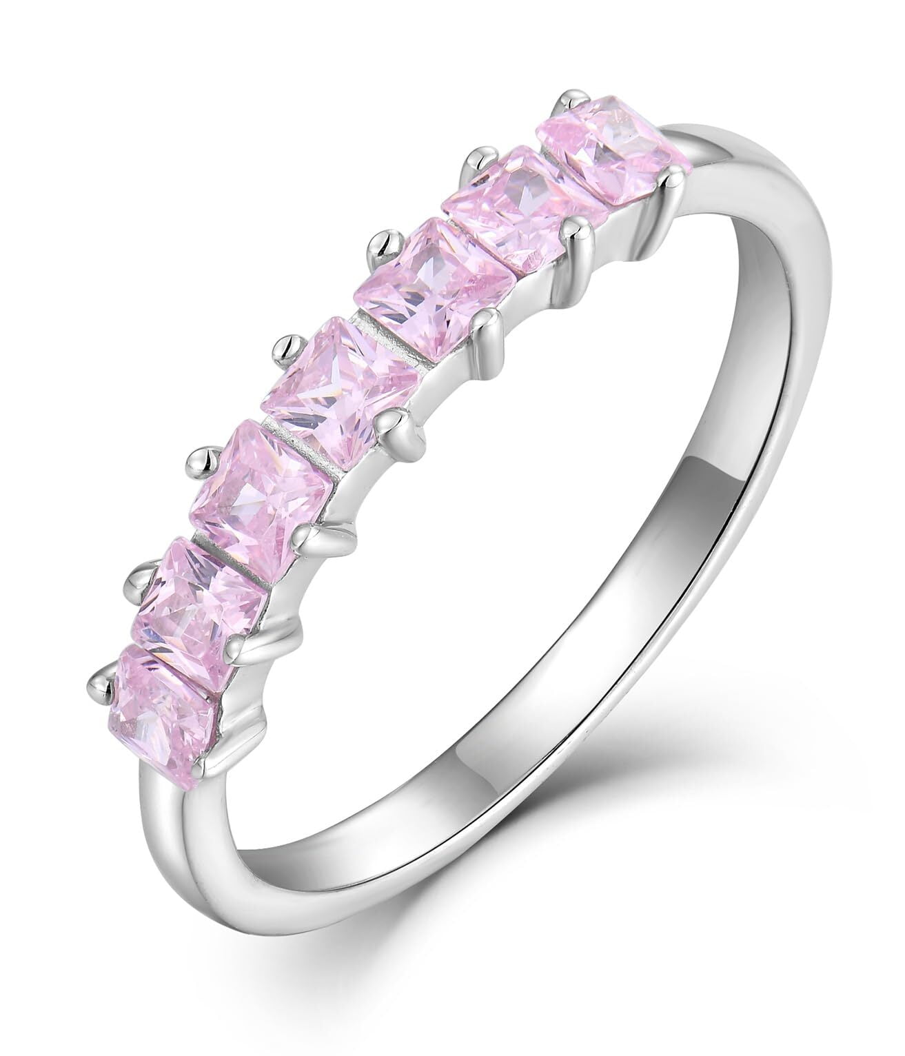 Princess Cut Ring Stackable Rings Starchenie Stackable Ring for Women 925 Sterling Silver October Pink ...