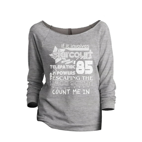 Starcourt Mall Upside Down Women's Fashion Slouchy 3/4 Sleeves Raglan Lightweight Sweatshirt Sport Grey Medium