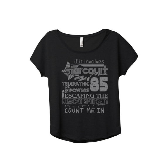 Starcourt Mall Upside Down Women's Fashion Slouchy Dolman T-Shirt Tee Heather Black Large