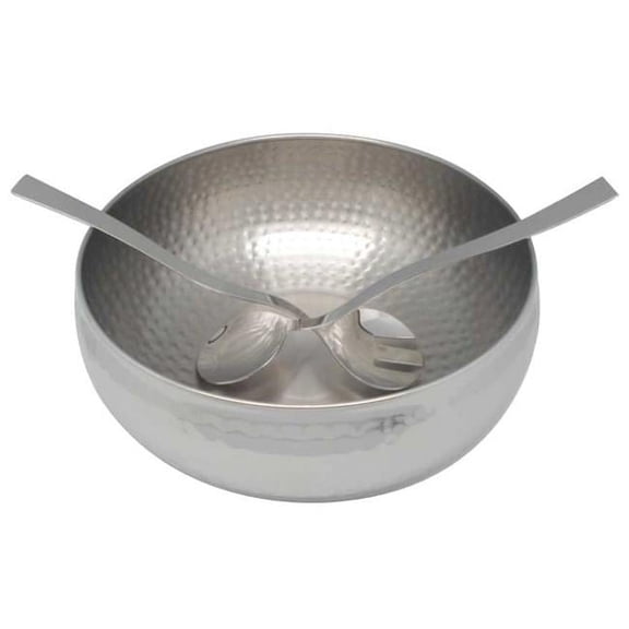 Starcrafts 92231 Stainless steel Hammered Salad Bowl with 2 Server, 3 Piece