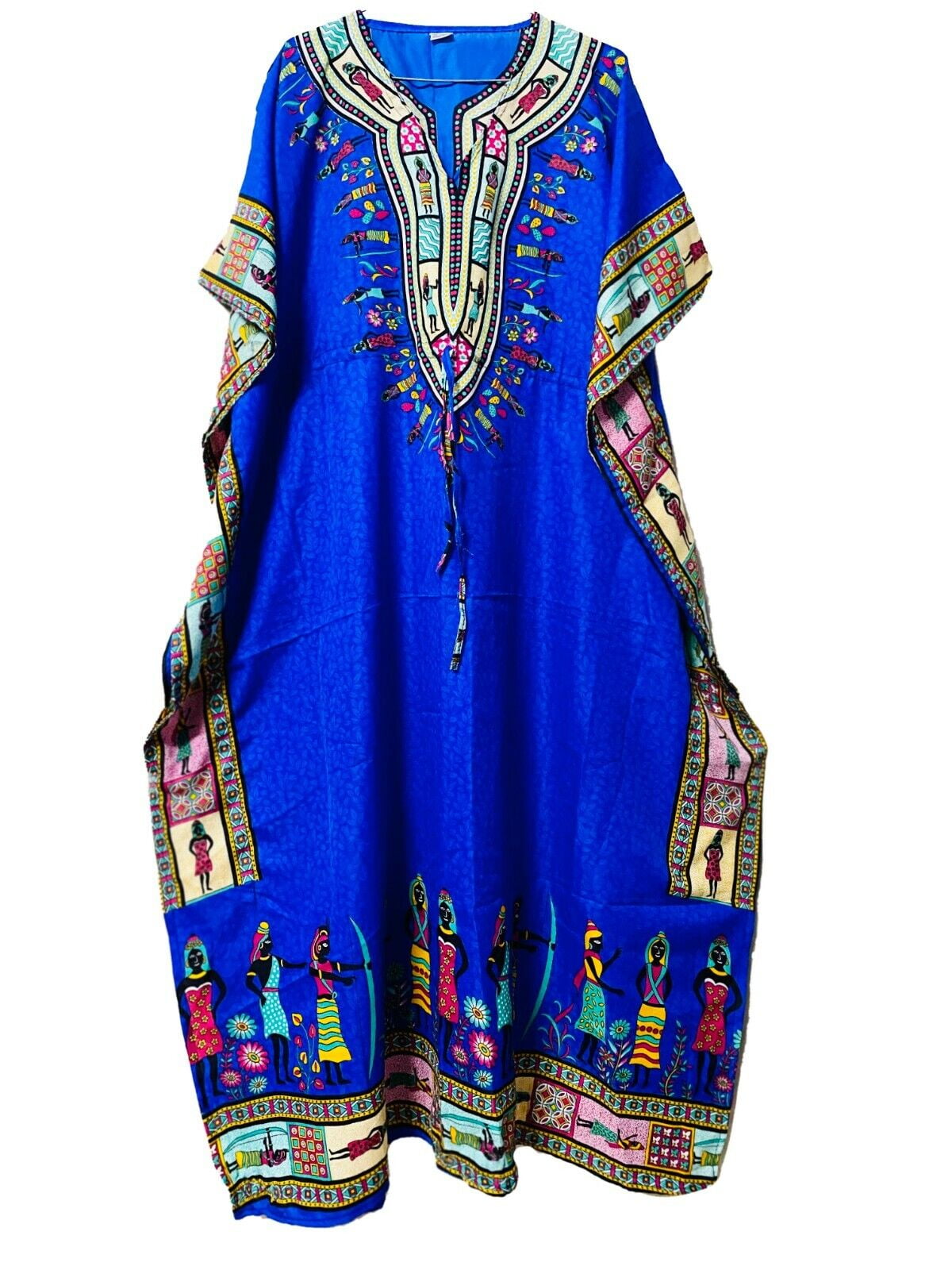 Starculture Bohemian Blue Long African Kaftan Beach Cover Up Nightwear Maxi Dress for Women Walmart
