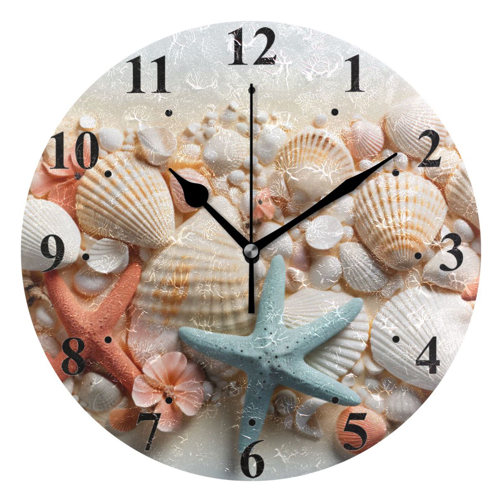 Shell For Clock Starcus Shell Conch Black 10 inch Wall Clocks Non Ticking Easy to Read ...