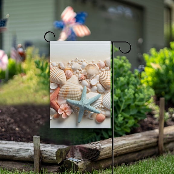 Starcus Shell Conch Garden Flag Double Sided Outdoor Banners for Courtyard Outdoor Lawn Farmhouse Holiday Decorations