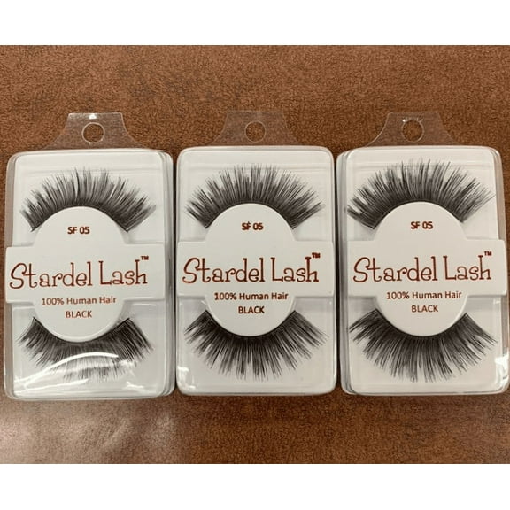 Stardel Lash 100% Human Hair Eyelashes Black - SF 05 (pack of 3)