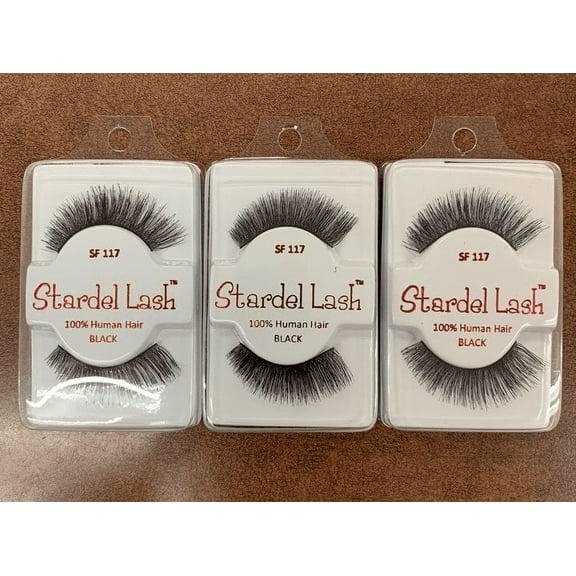 Stardel Lash 100% Human Hair Eyelashes Black - SF 117(pack of 3)