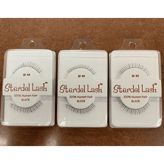 Stardel Lash 100% Human Hair Eyelashes Black - SF 49(pack of 3)