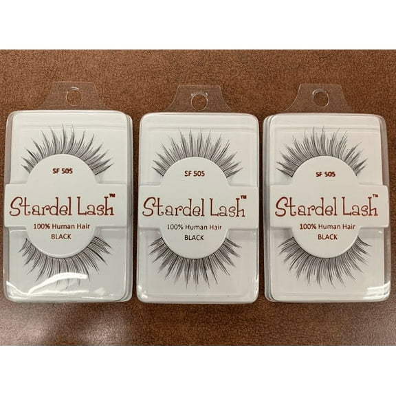 Stardel Lash 100% Human Hair Eyelashes Black - SF 505 (pack of 3)
