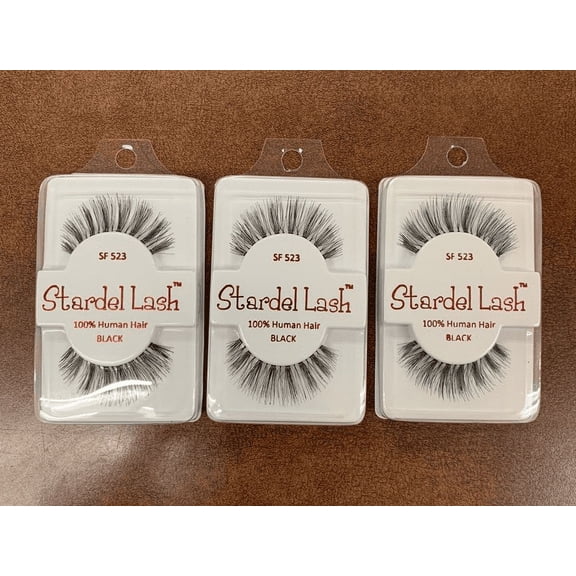 Stardel Lash 100% Human Hair Eyelashes Black - SF 523 (pack of 3)