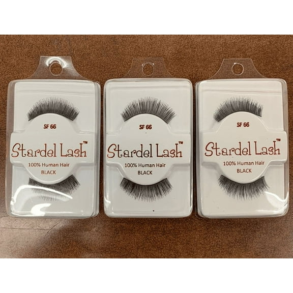 Stardel Lash 100% Human Hair Eyelashes Black - SF 66(pack of 3)